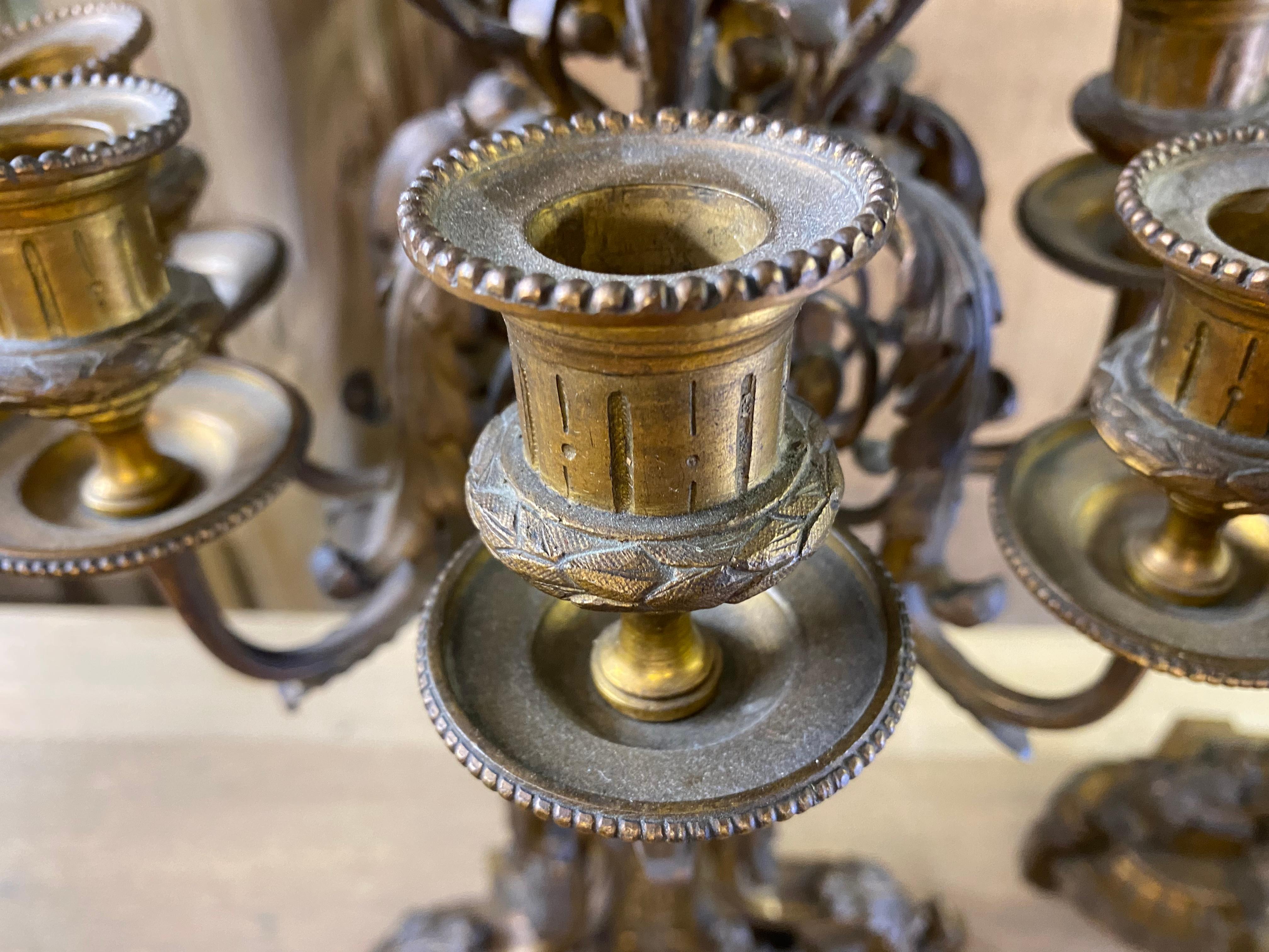 Impressive Pair French Gilt Bronze Candelabra In Good Condition For Sale In Seaford, GB