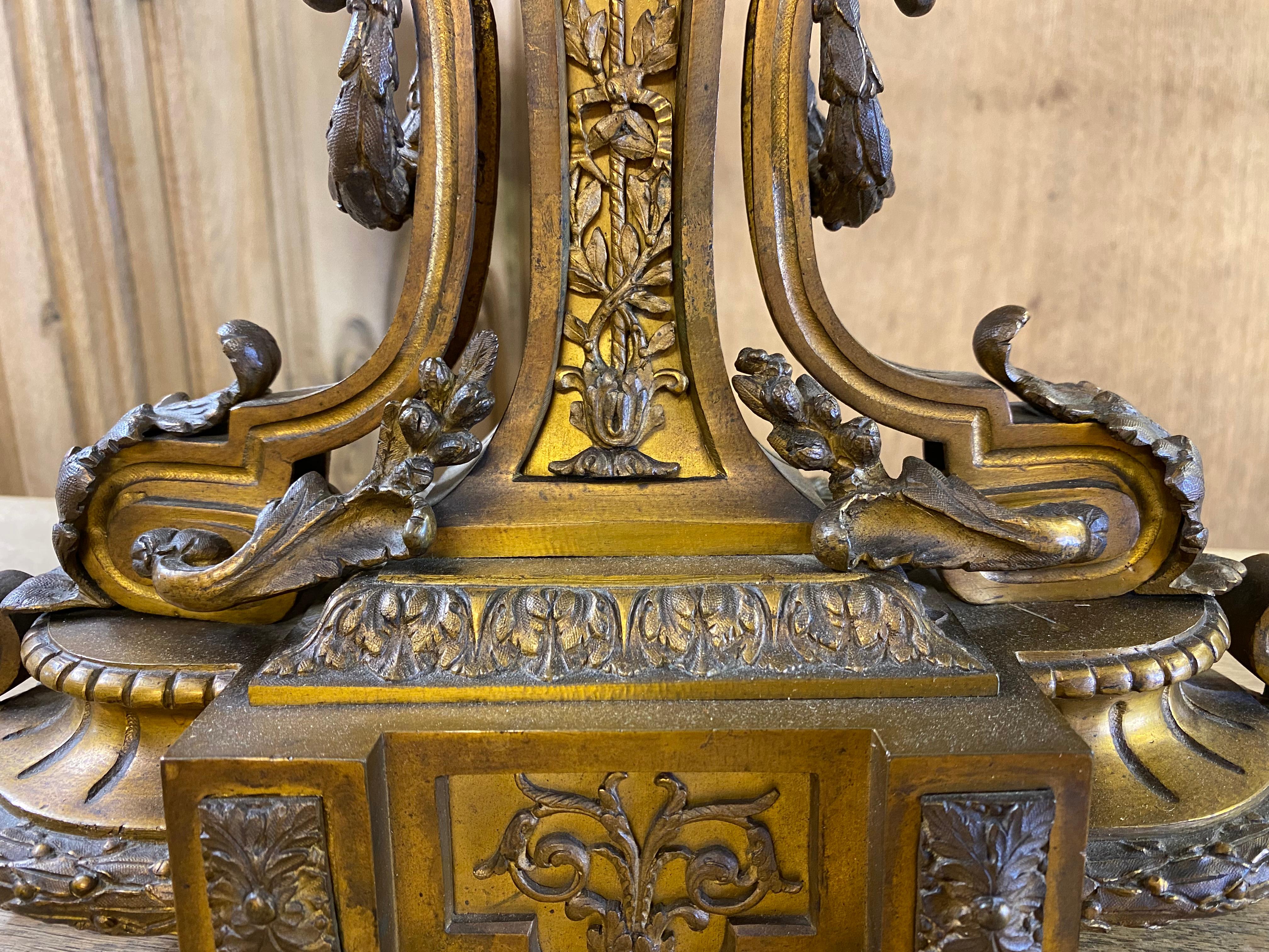 19th Century Impressive Pair French Gilt Bronze Candelabra For Sale