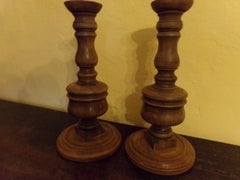 Impressive Pair of Candlesticks in Walnut, circa 1900