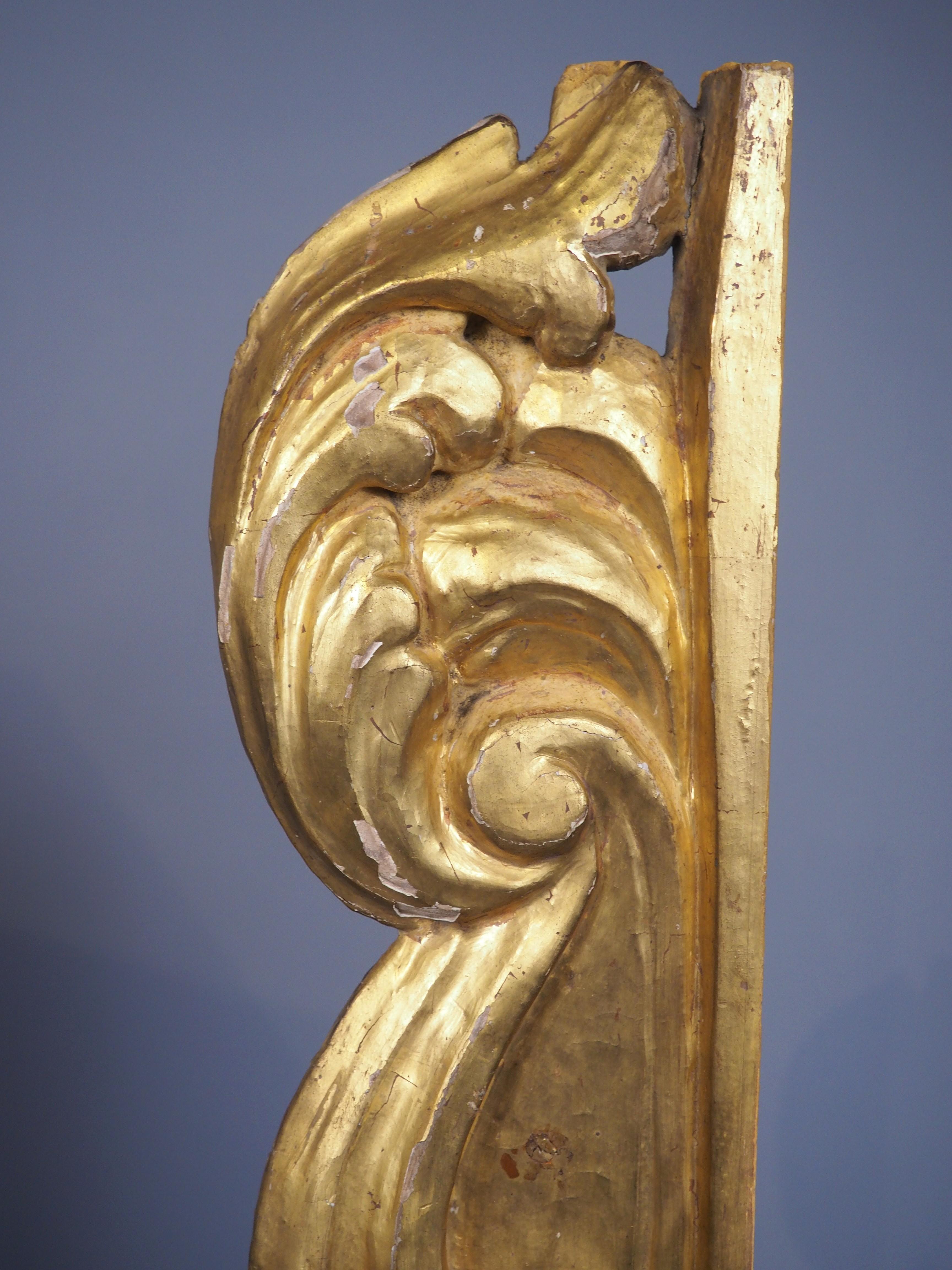 Impressionnante paire de sculptures en bois doré du XVIIIe siècle provenant de Nice, France, H-39.75 in. en vente 10