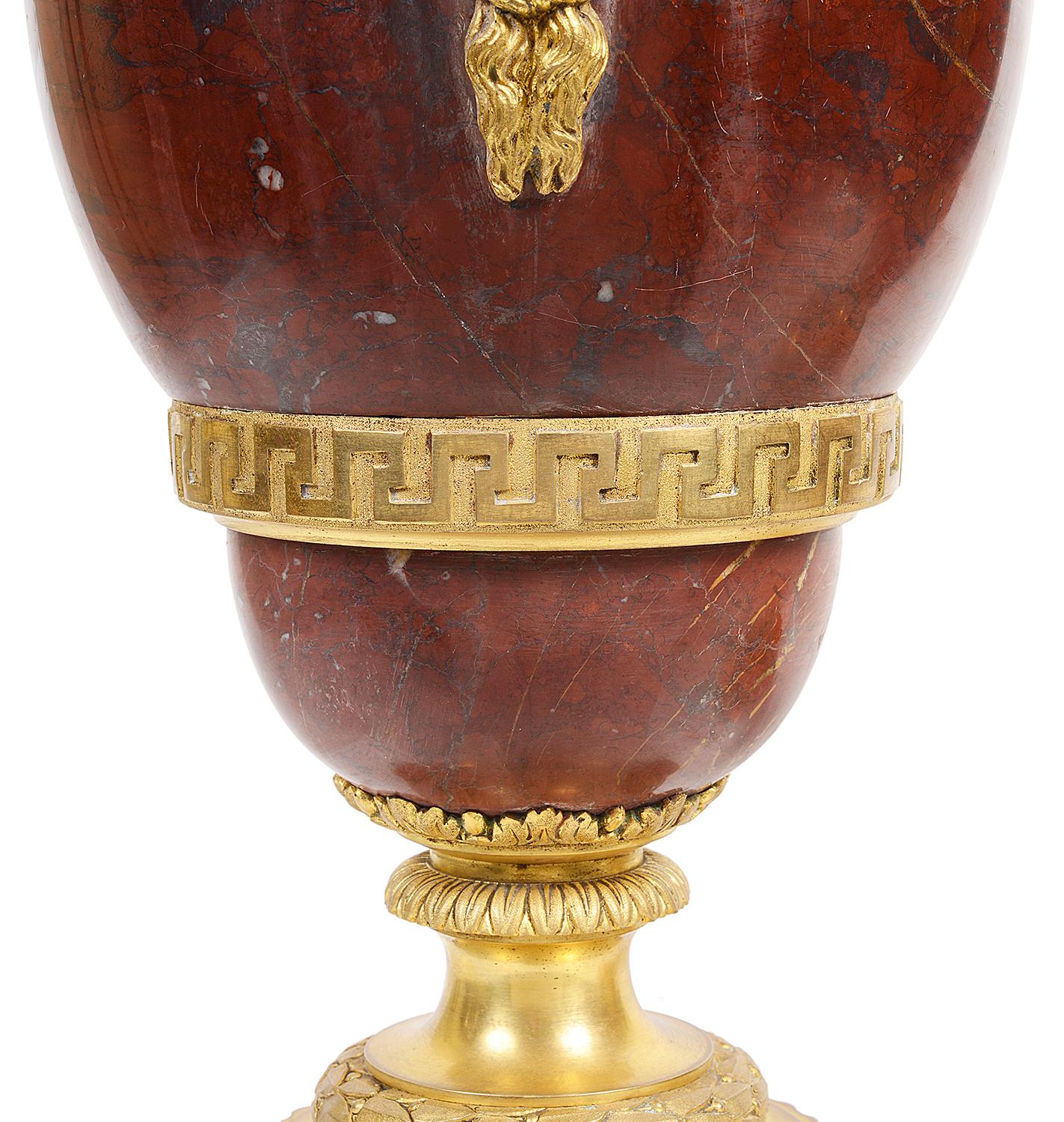 Ormolu Impressive Pair of 19th Century Classical Marble Lamps