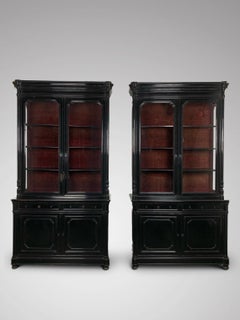 Impressive Pair of 19th Century Ebonised Cabinets or Bookcases