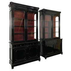 Impressive Pair of 19th Century Ebonised Cabinets or Bookcases