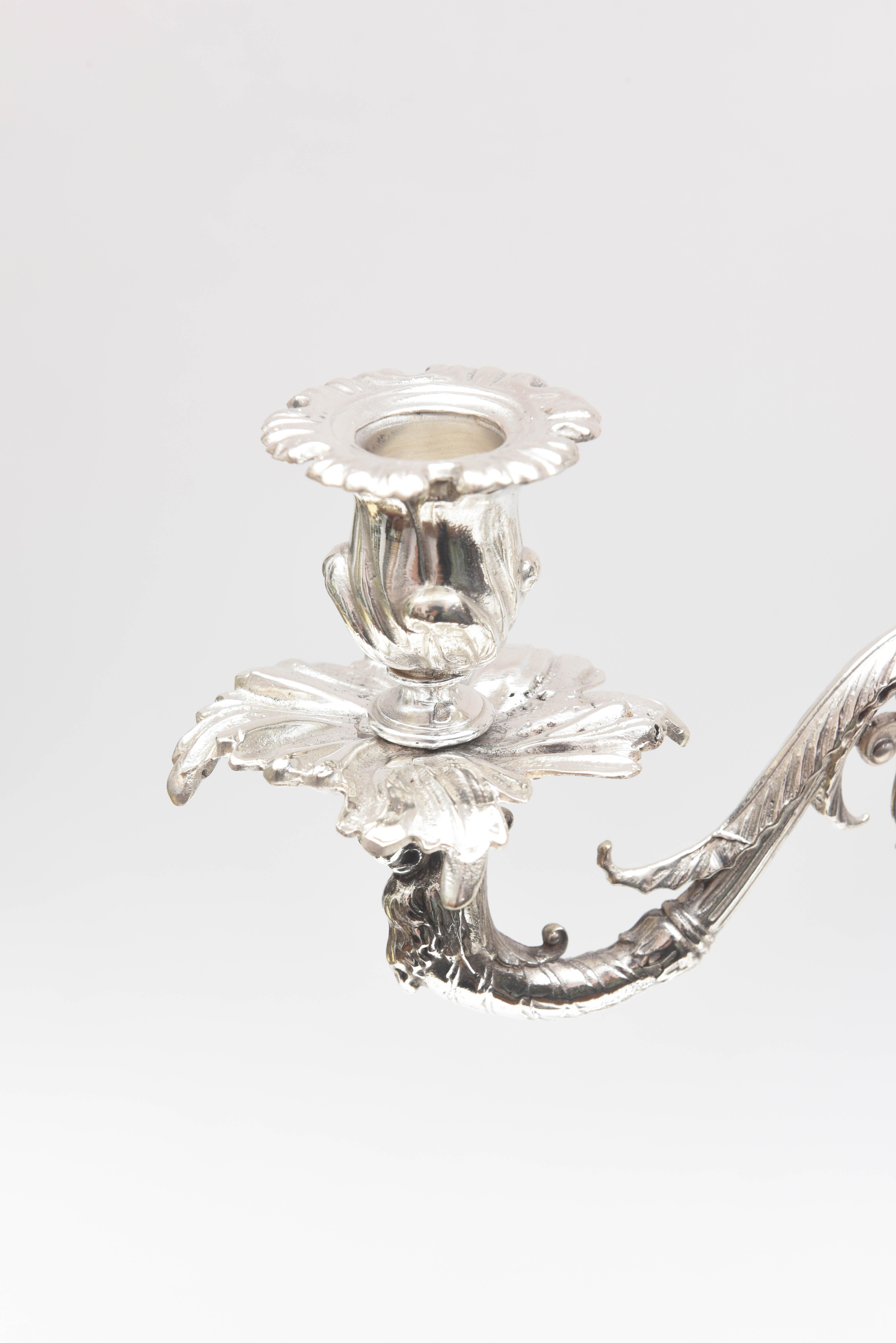 English Impressive Pair of 4-Light Candelabra Sheffield Silver Plate Elephant Motif