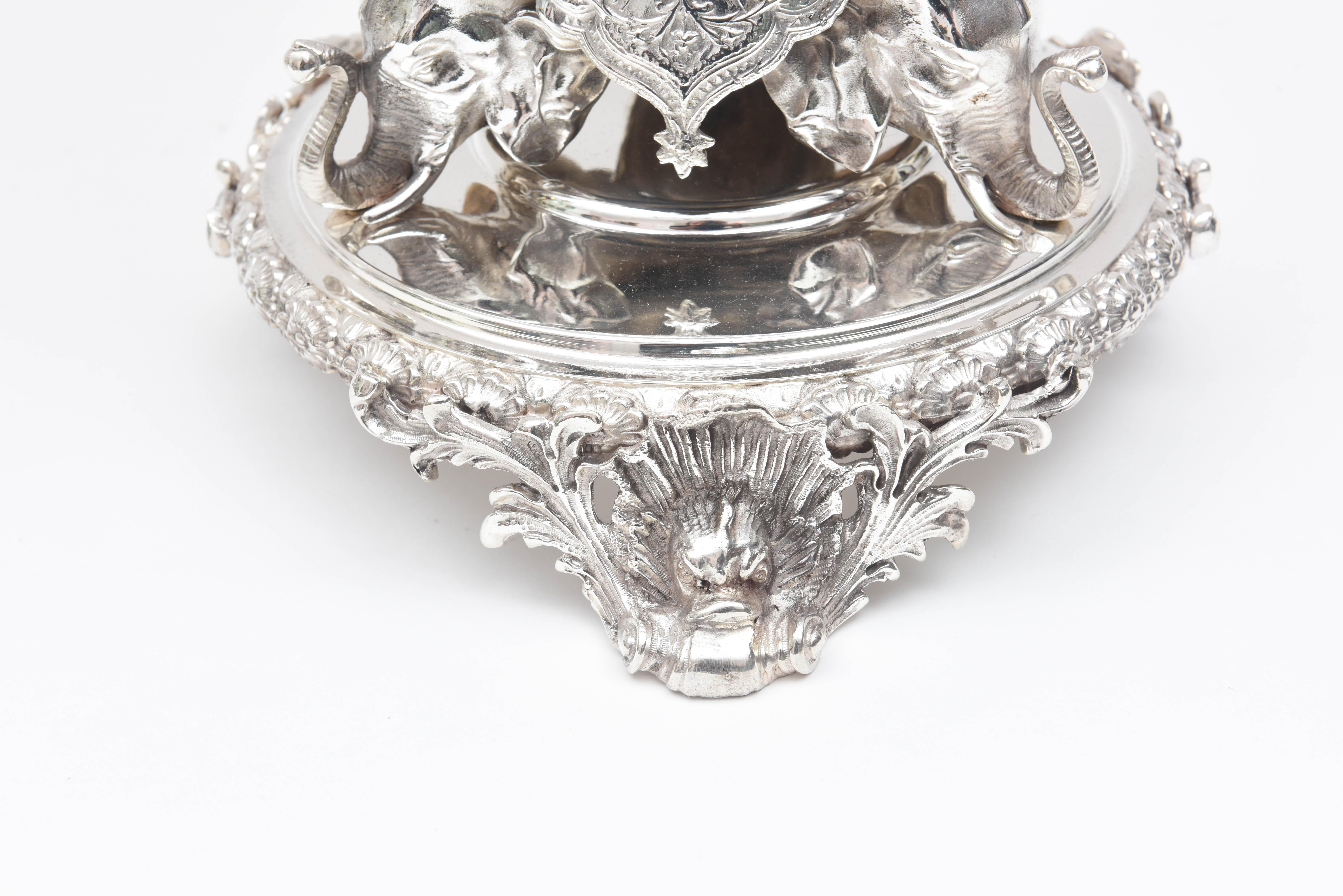 Impressive Pair of 4-Light Candelabra Sheffield Silver Plate Elephant Motif 2
