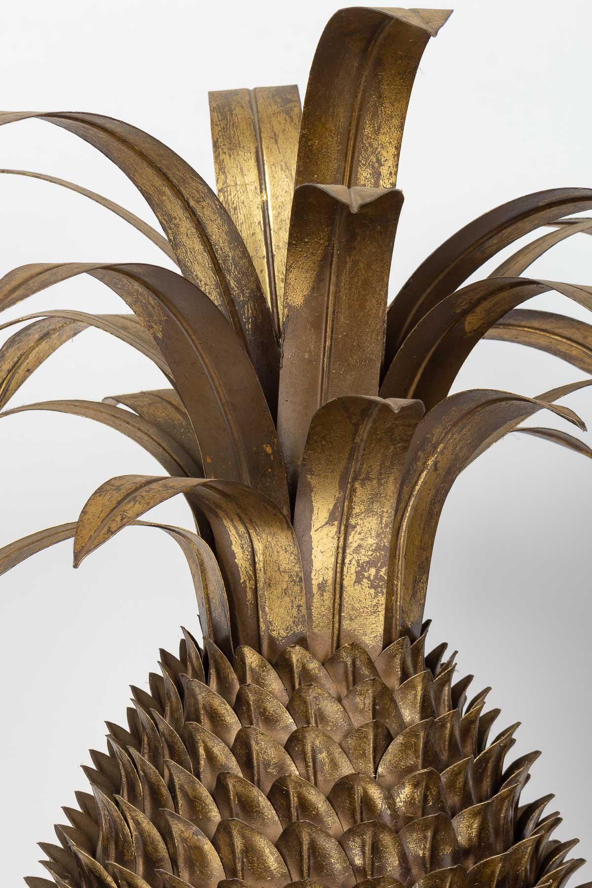 Patinated Impressive Pair of 'Ananas' Lamps , Attributed to Maison Jansen, France, ca 1970