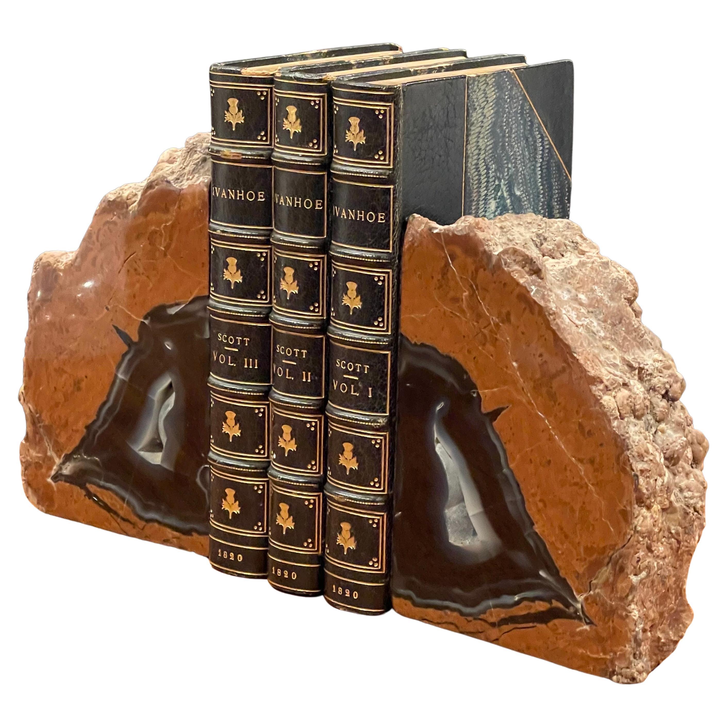 Organic Modern Impressive Pair of Banded Agate Bookends For Sale
