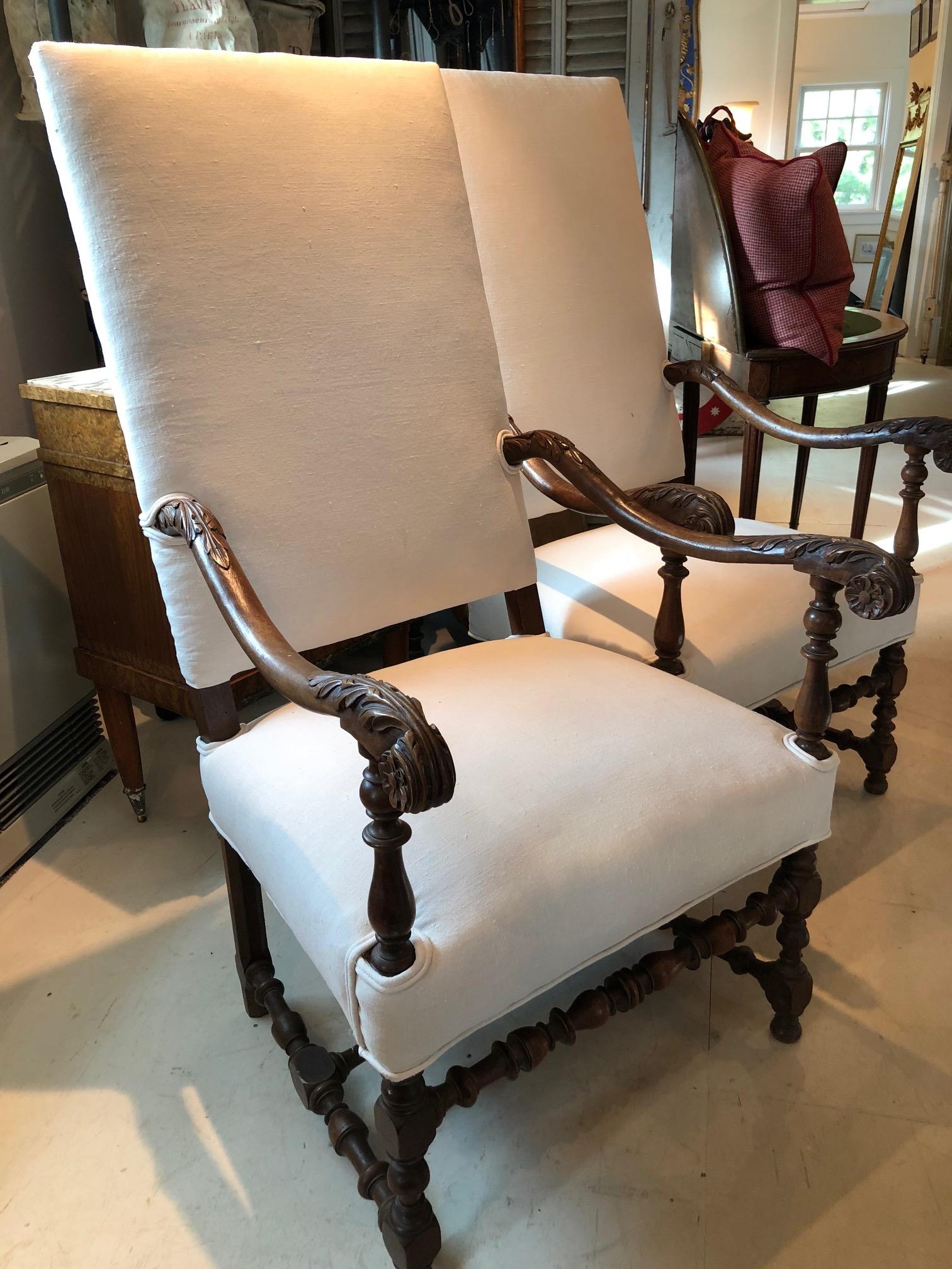  Impressive Pair of Beautifully Carved Regal French Armchairs 2