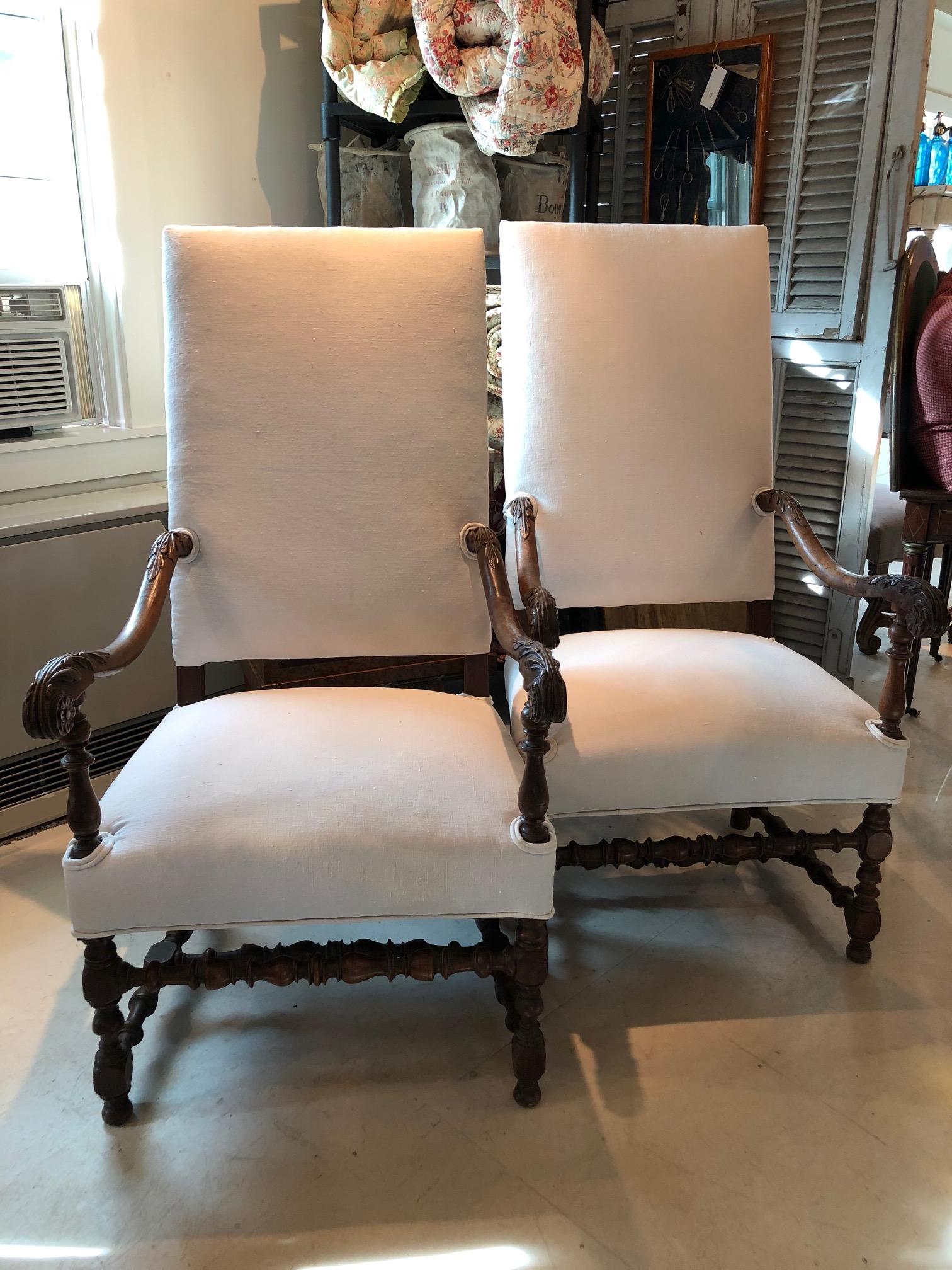  Impressive Pair of Beautifully Carved Regal French Armchairs 3