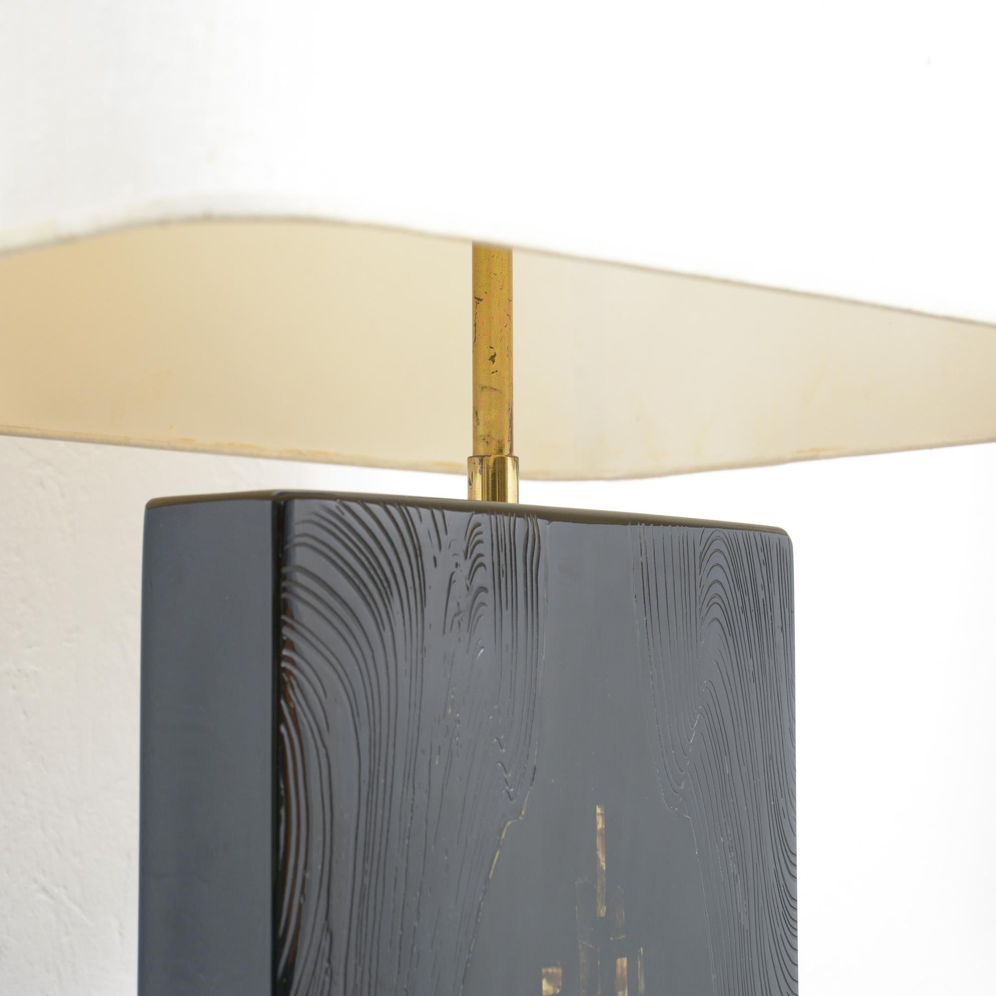 Late 20th Century Impressive Pair of Black Lacquered Table Lamps by Jean Claude Dresse For Sale