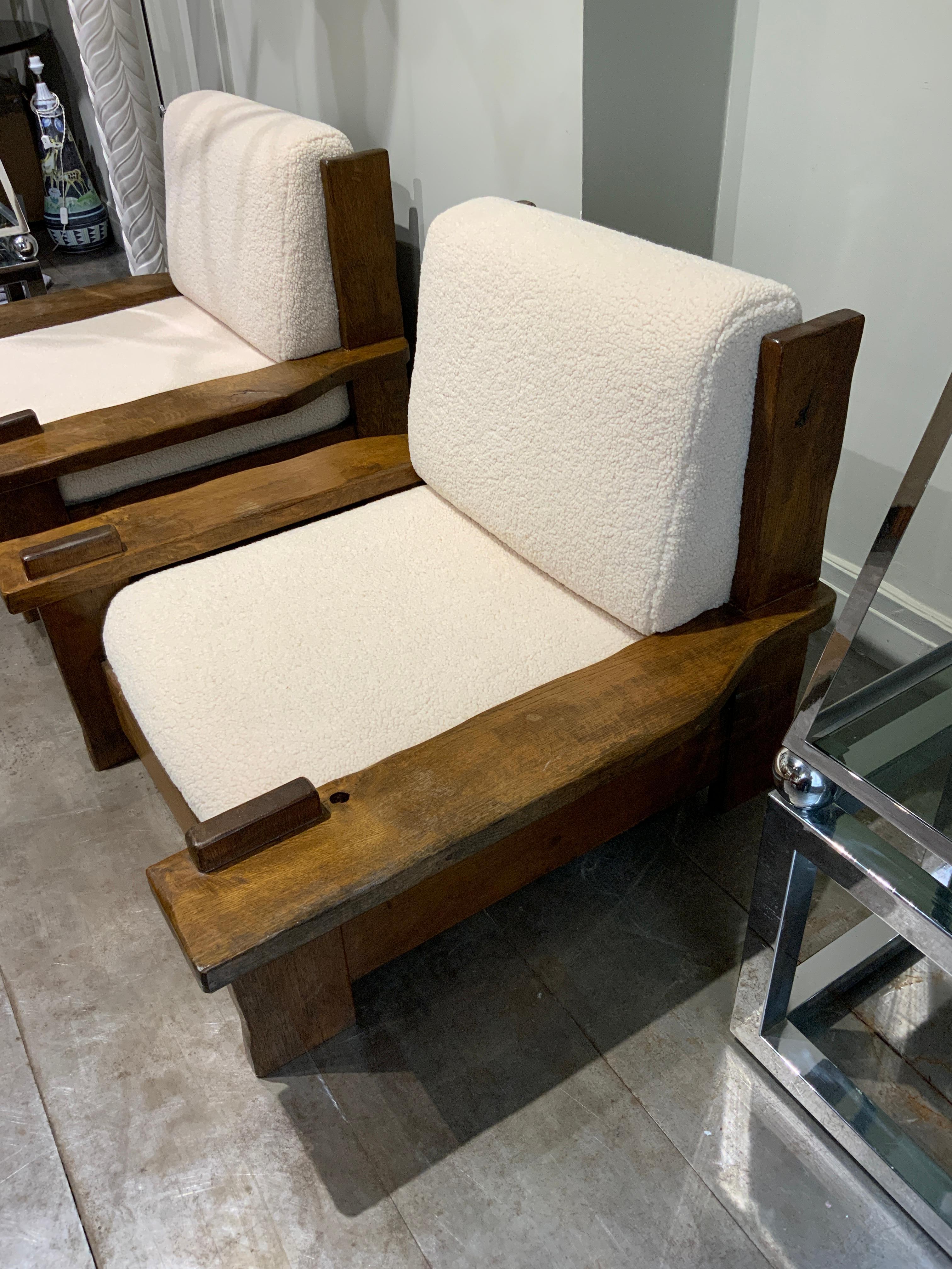 Mid-Century Modern Impressive pair of brutalist lounge chairs France circa 1970 For Sale