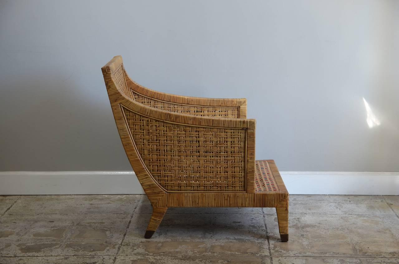 Impressive Pair of Caned Lounge Chairs by McGuire 3