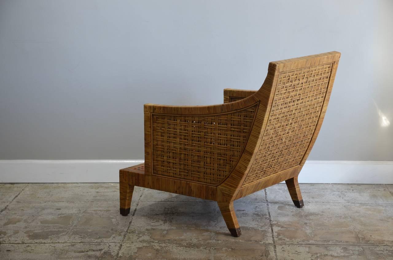 Impressive Pair of Caned Lounge Chairs by McGuire In Excellent Condition In Los Angeles, CA