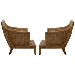 Impressive Pair of Caned Lounge Chairs by McGuire