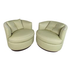 Impressive Pair of Contemporary Barrel Back Lounge Chairs by Michael Weiss