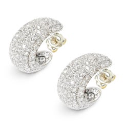 A Pair Of Diamond Set Half Hoop Earrings