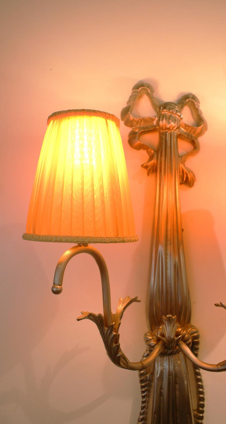 Bronze Impressive Pair of French Art Deco Wall Lights For Sale