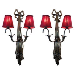 Vintage Impressive Pair of French Art Deco Wall Lights