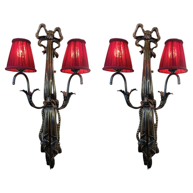 Impressive Pair of French Art Deco Wall Lights For Sale