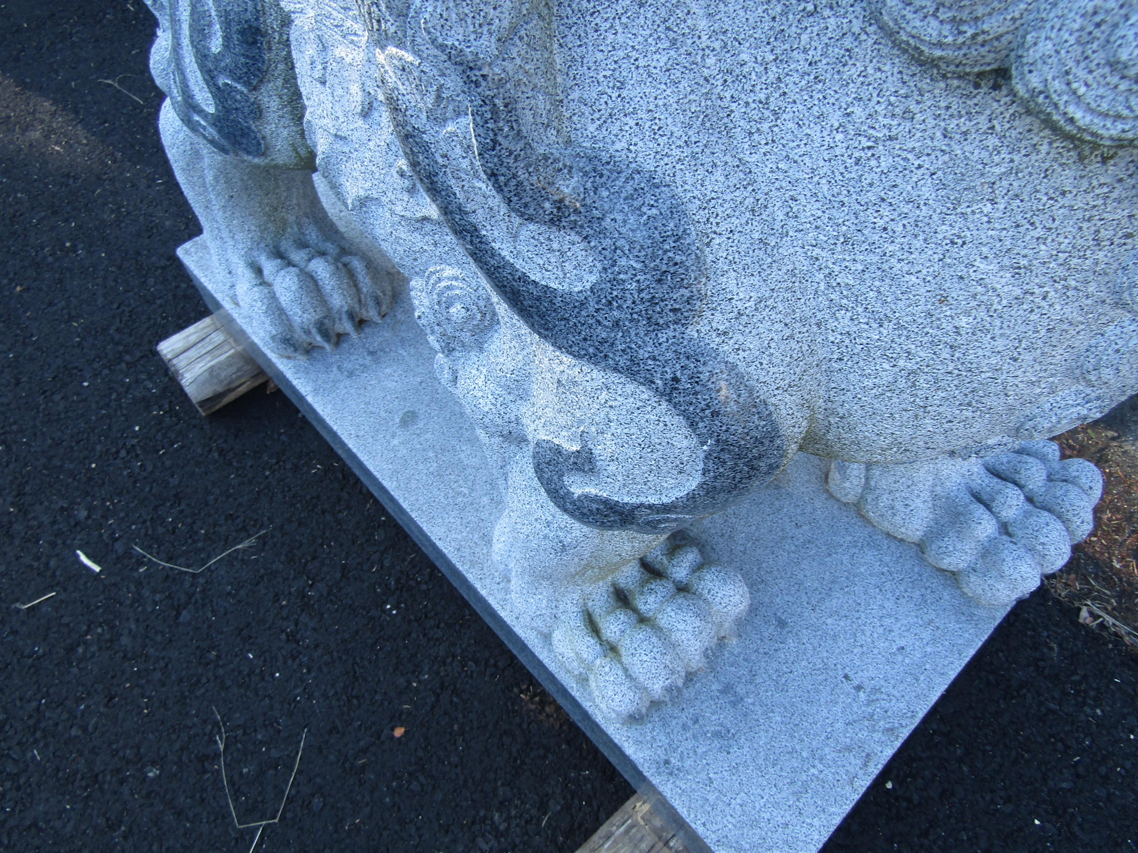 Impressive Pair of Griffin Statues in Granite In Good Condition In Brooklyn, NY