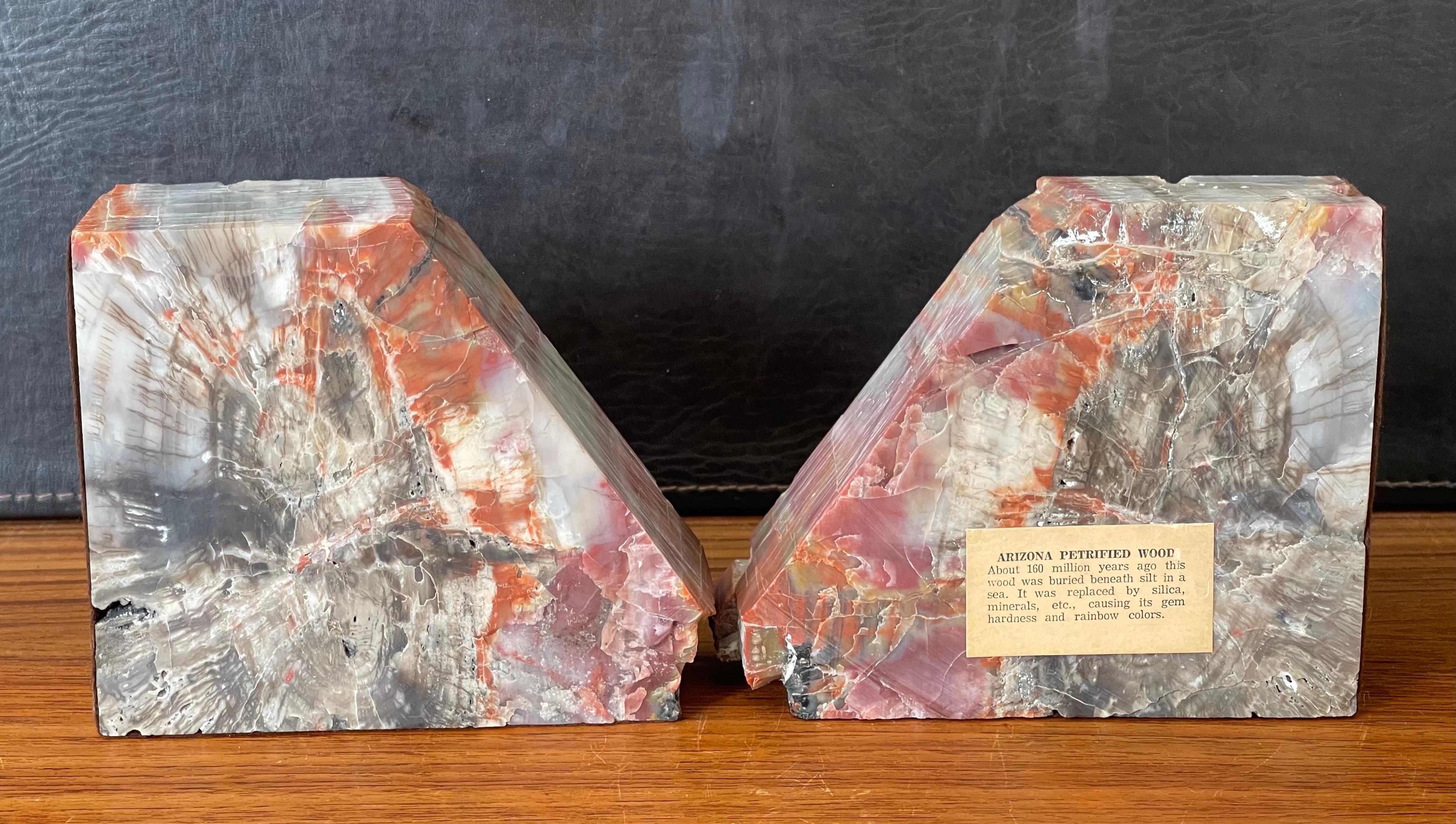 Impressive Pair of Large Petrified Wood Bookends In Good Condition For Sale In San Diego, CA