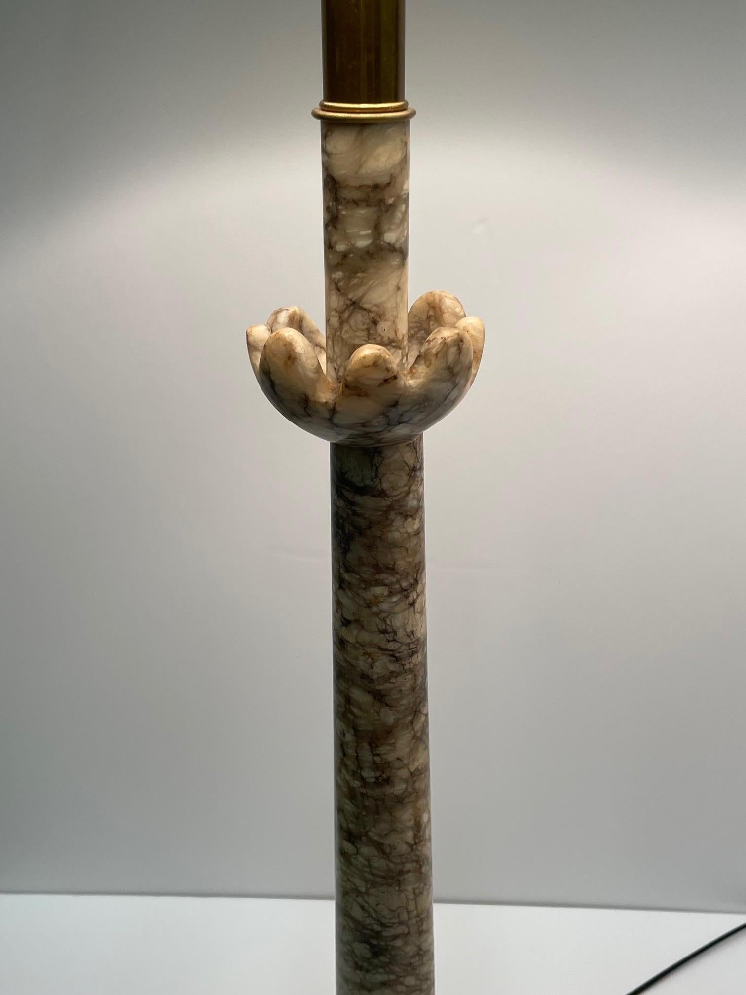 Brass Impressive Pair of Large & Sculptural Alabaster Table Lamps