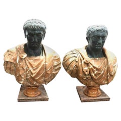 Impressive Pair of Late 19th Century Marble Caesar's in Italian Marble