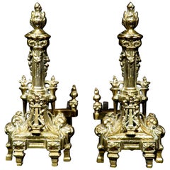 Beeindruckendes Paar vergoldeter Bronze-Chenets im Louis-XVI.-Stil, Frankreich um 1900