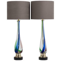 Impressive Pair of Murano Glass Table Lamps, 1970s