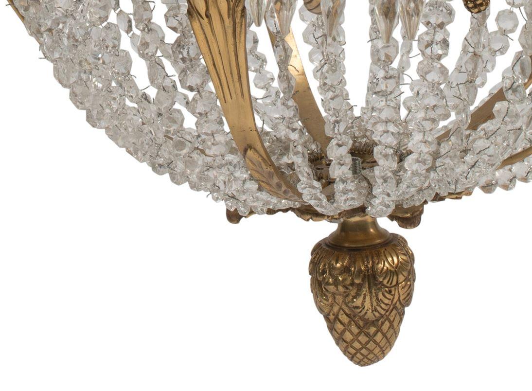 Impressive Pair Of Neoclassical Style Cut Crystal And Bronze Chandeliers For Sale 4