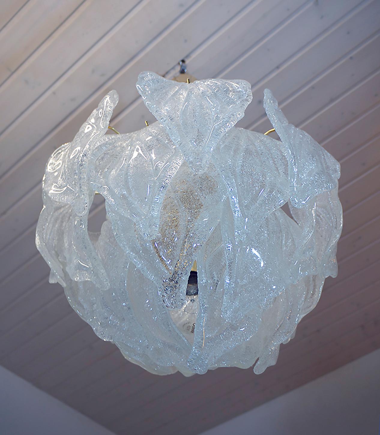 Impresionante Araña de Pétalos de Murano Novaresi Vidrio y Latón, Italia Años 70 Hecho a mano