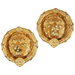 Impressive Pair of Ormolu Lion Mask Door Knockers