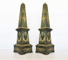 Impressive Pair of Ormolu Mounted Marble Obelisks