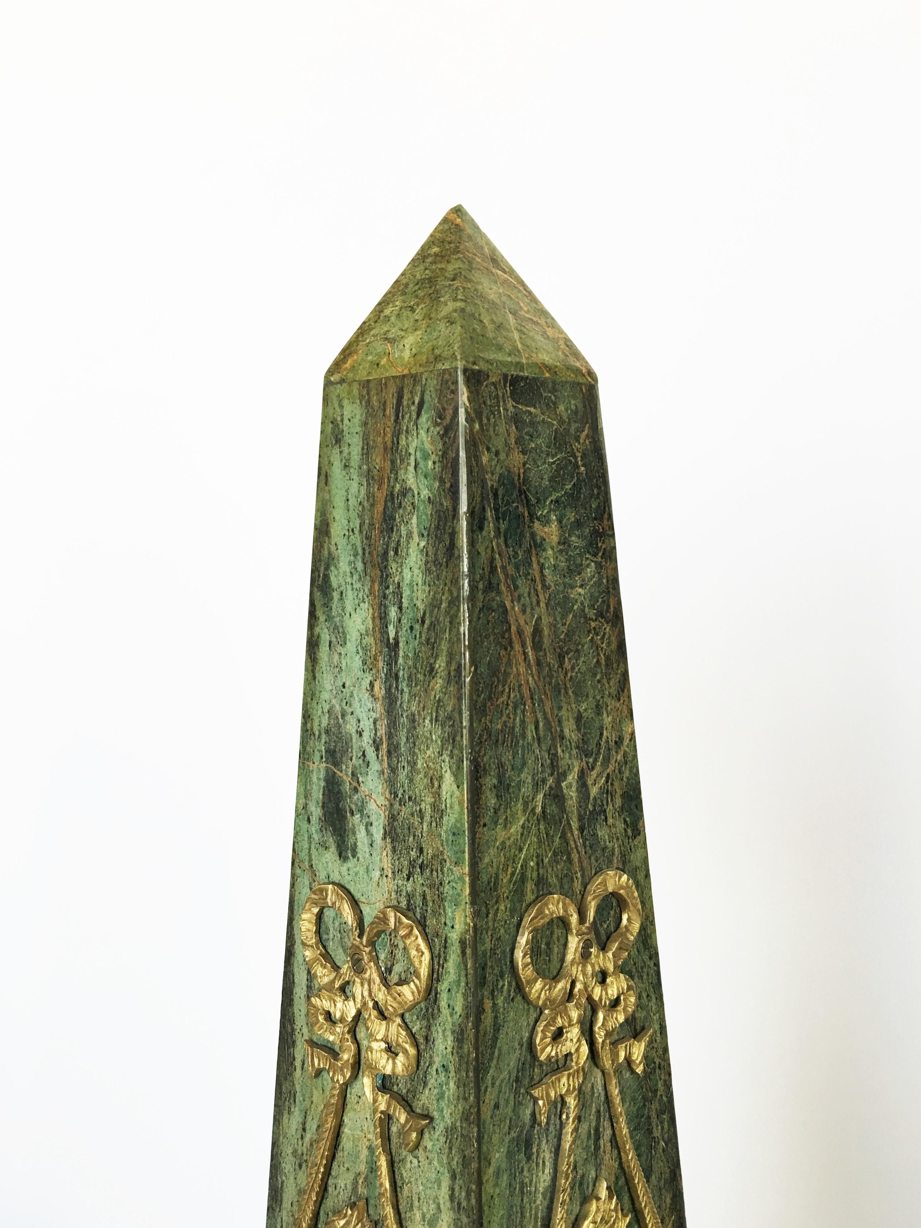 Impressive Pair of Ormolu Mounted Marble Obelisks In Good Condition For Sale In Dallas, TX