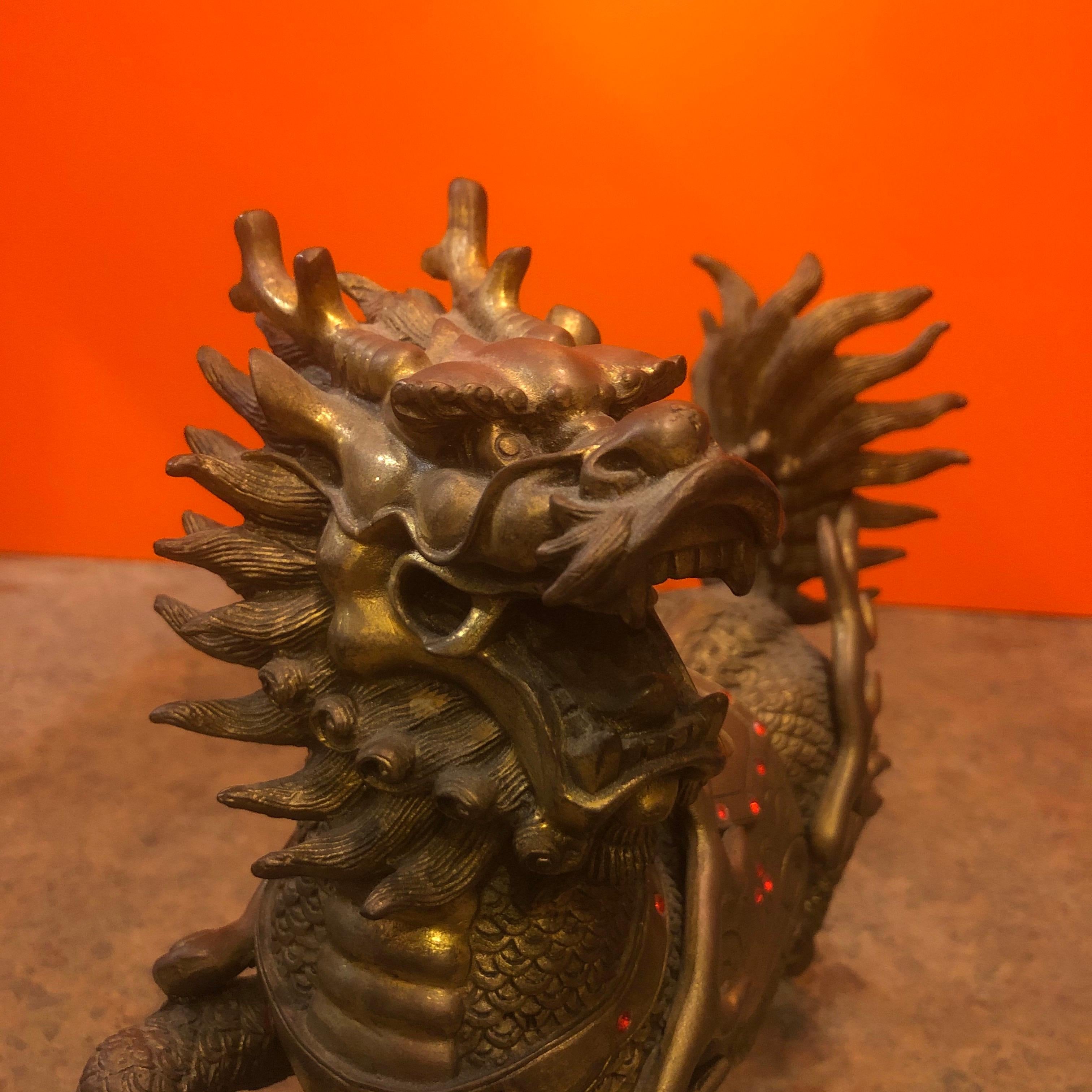 Impressive Pair of Patinated Bronze Chinese Foo Dogs / Lions Statues or Bookends 7