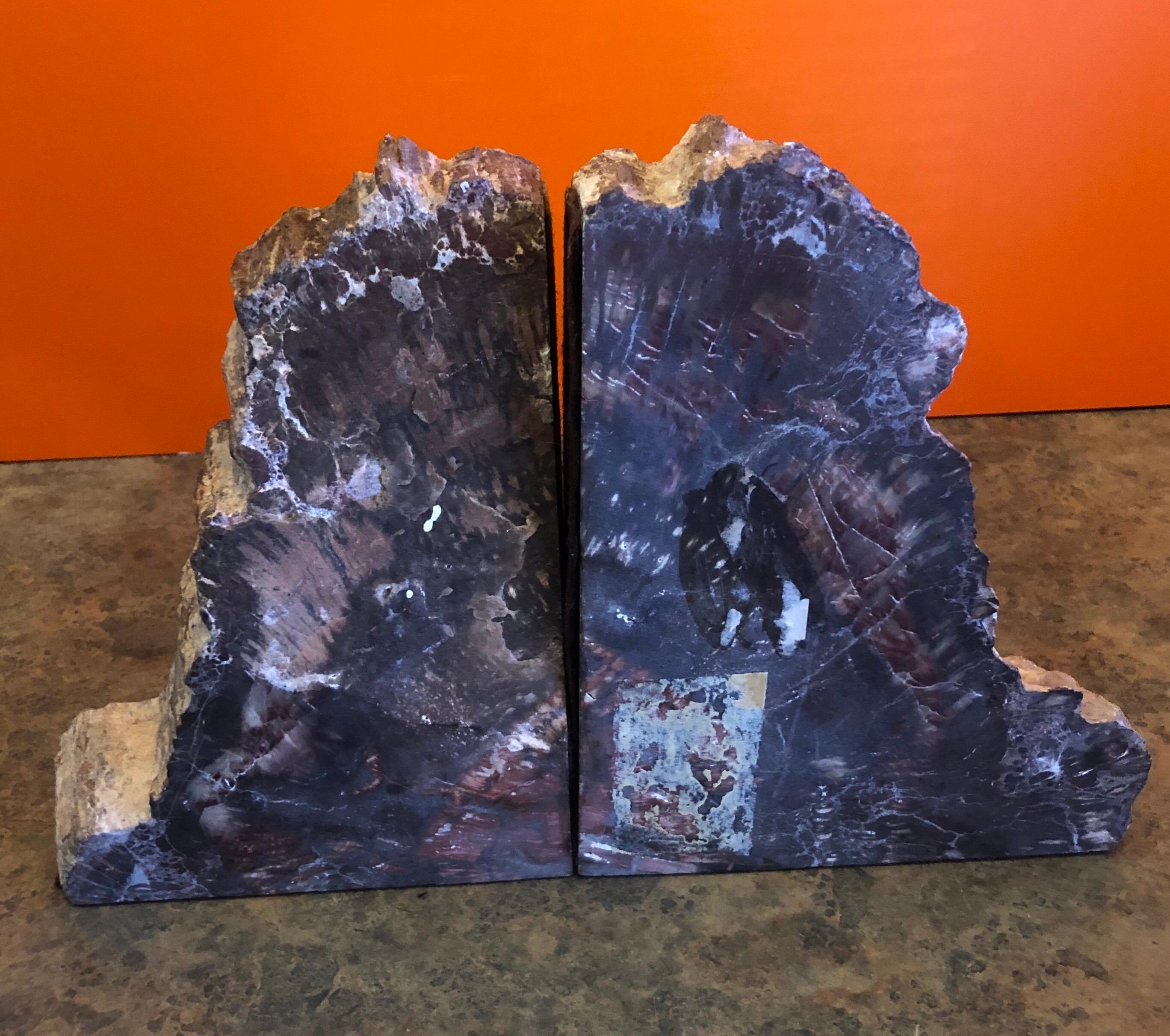 Impressive Pair of Petrified Wood Bookends In Good Condition For Sale In San Diego, CA