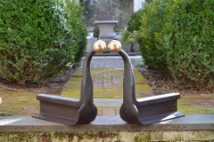 Impressive Pair of Railroad Track Andirons