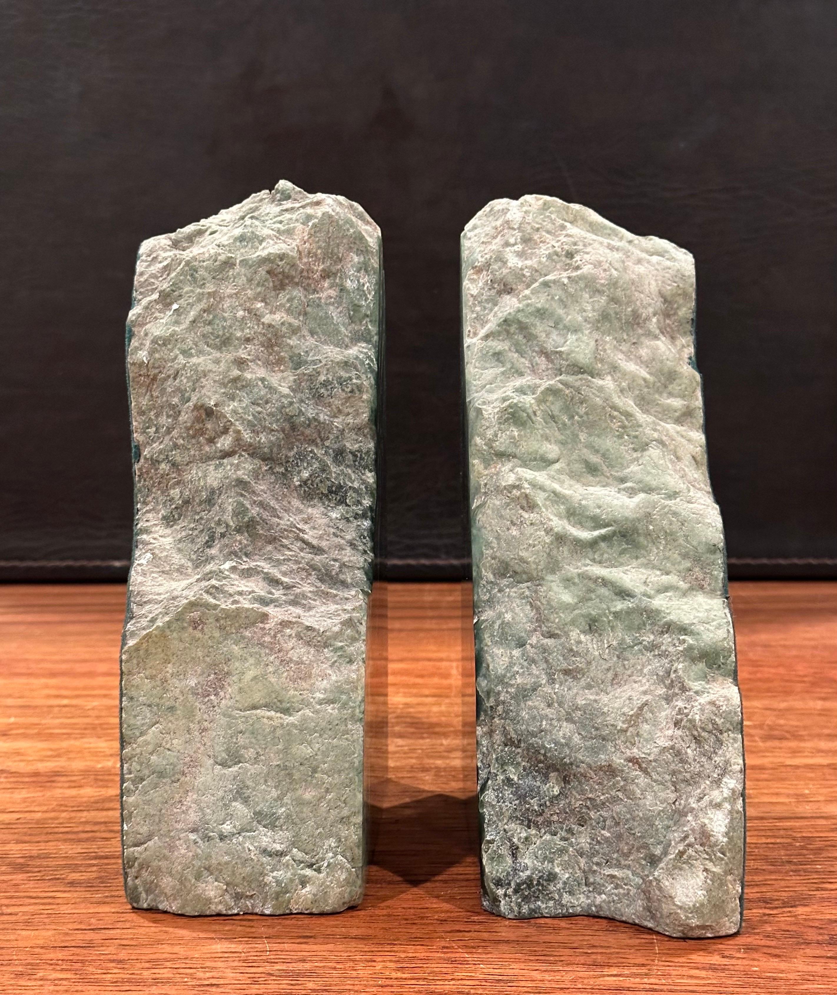 Impressive Pair of Raw Green Marble Bookends For Sale 4