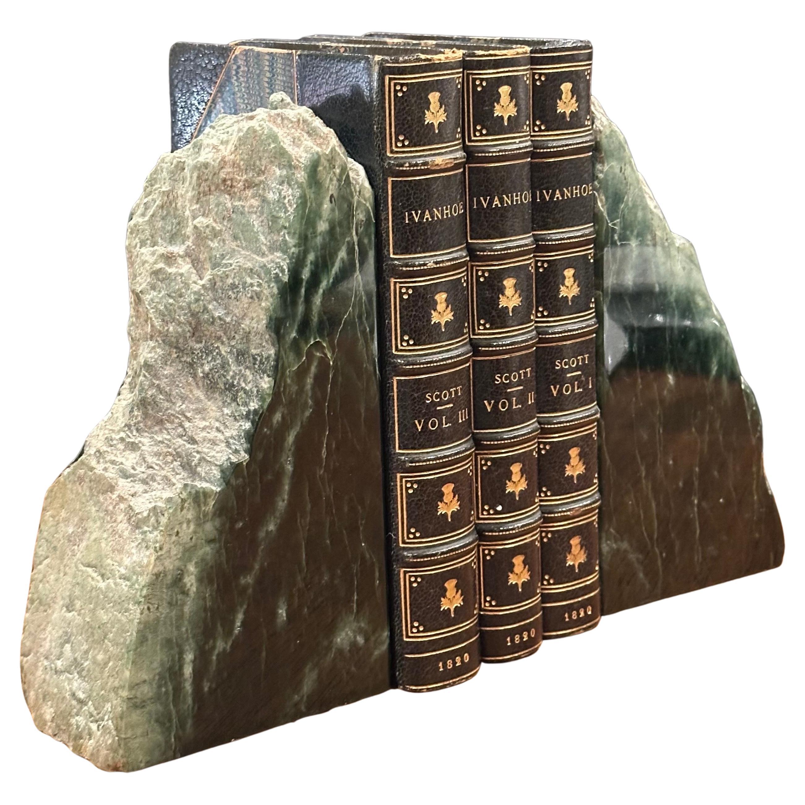 Impressive Pair of Raw Green Marble Bookends For Sale 6