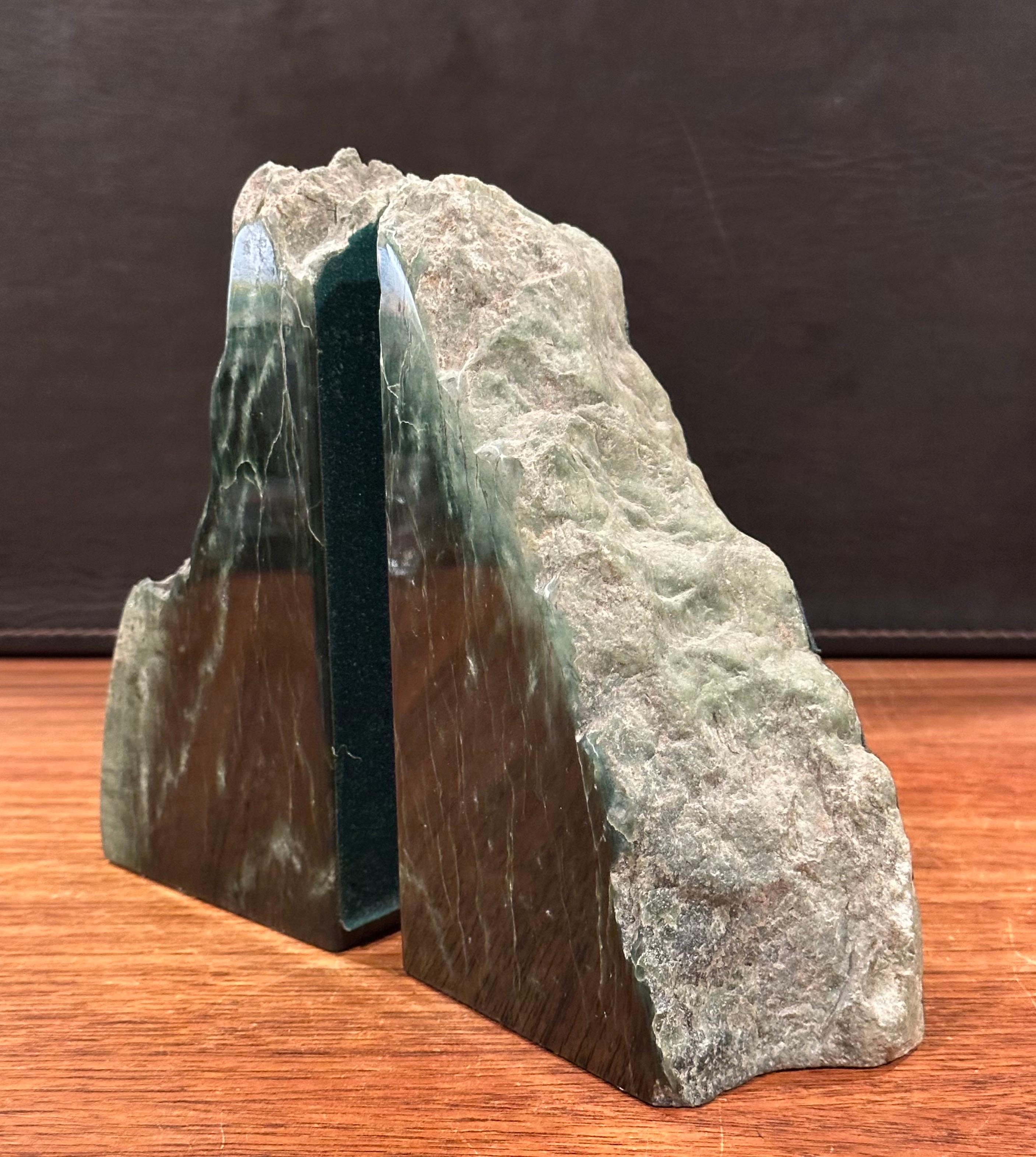 Impressive Pair of Raw Green Marble Bookends In Good Condition For Sale In San Diego, CA