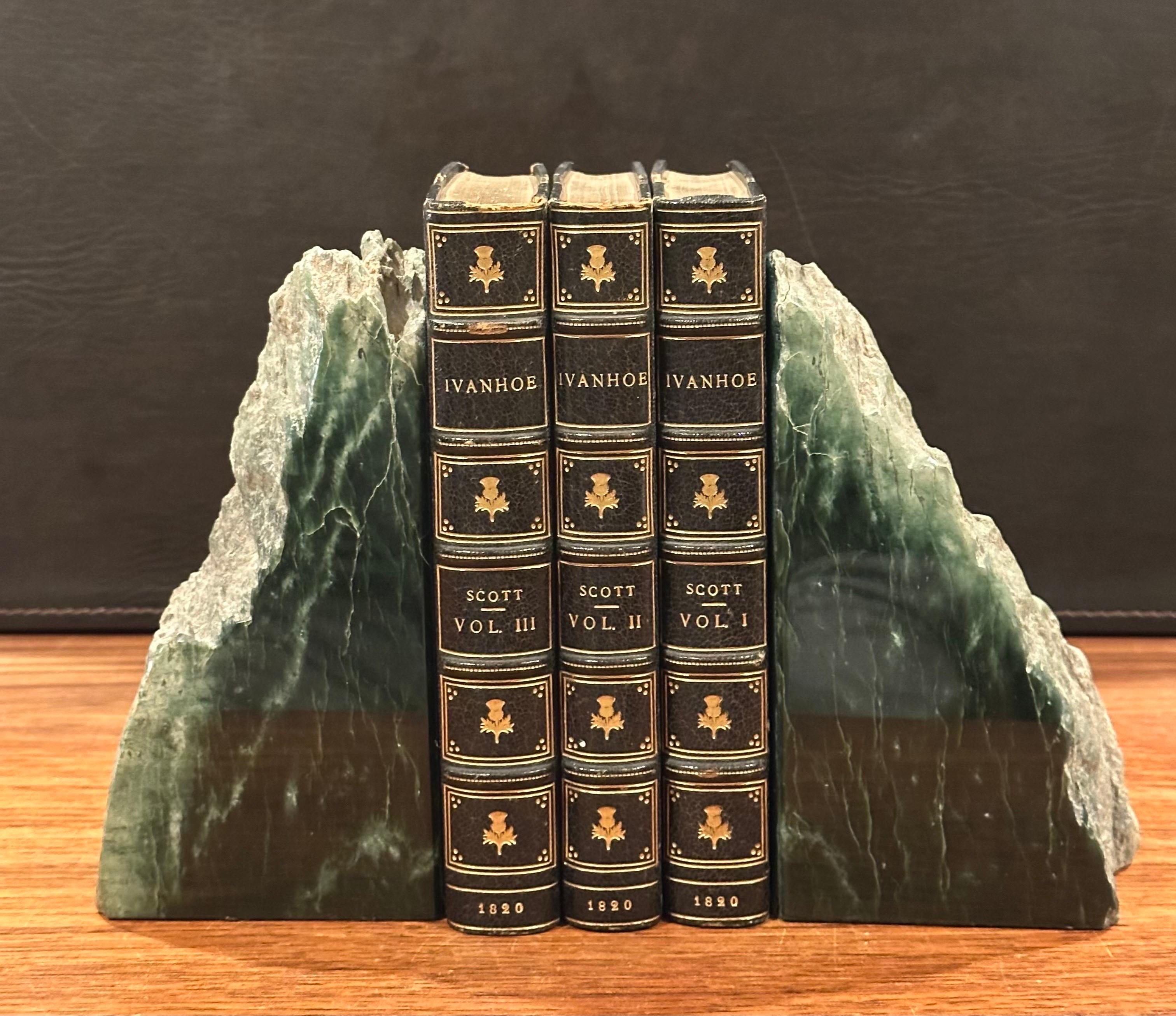 Impressive Pair of Raw Green Marble Bookends For Sale 1