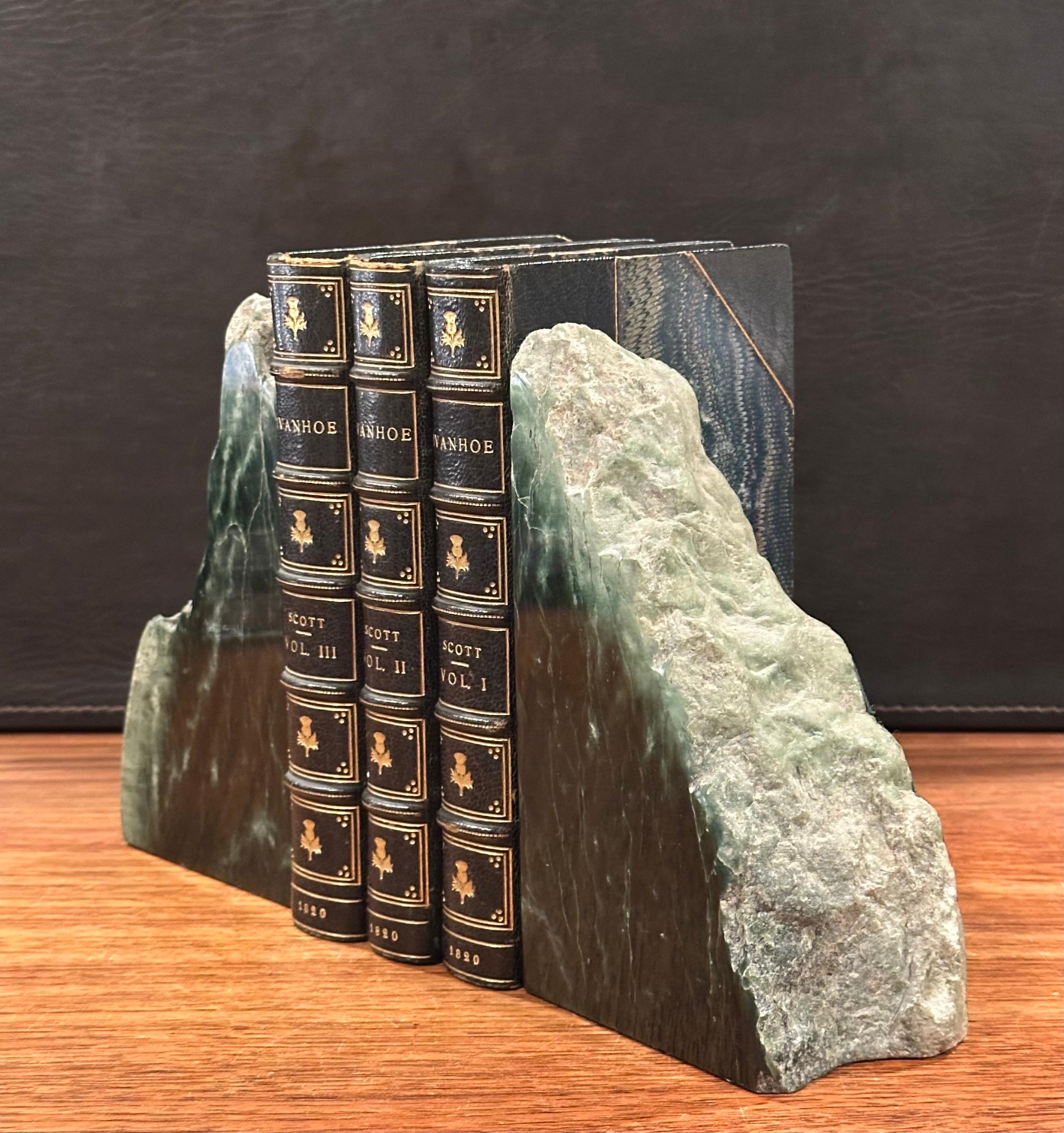 Impressive Pair of Raw Green Marble Bookends For Sale 2