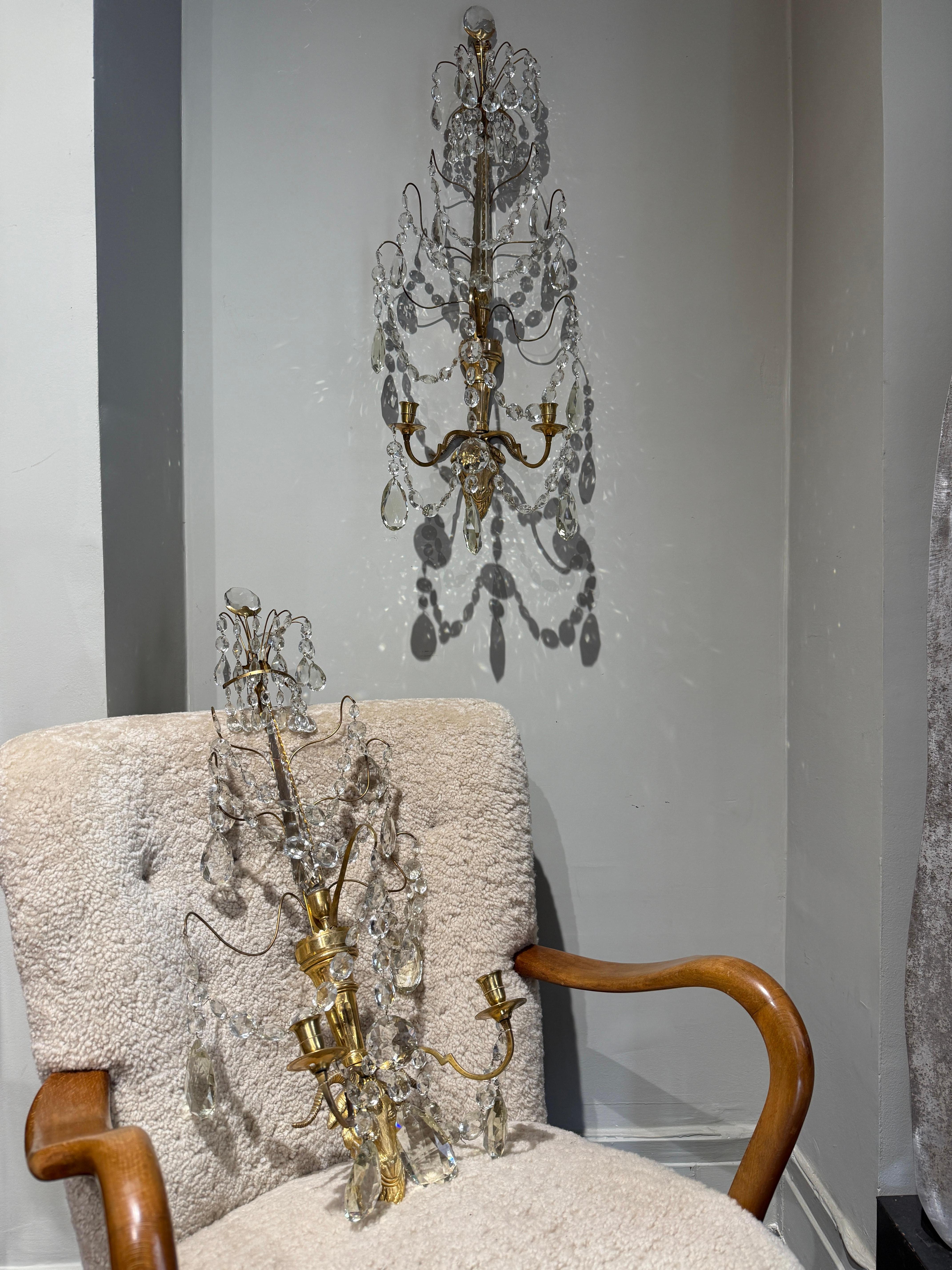 Impressive and beautiful pair of Gustavian sconces late 18thc 
Nice details
2 Lights - not wired 

Height 80 cm 