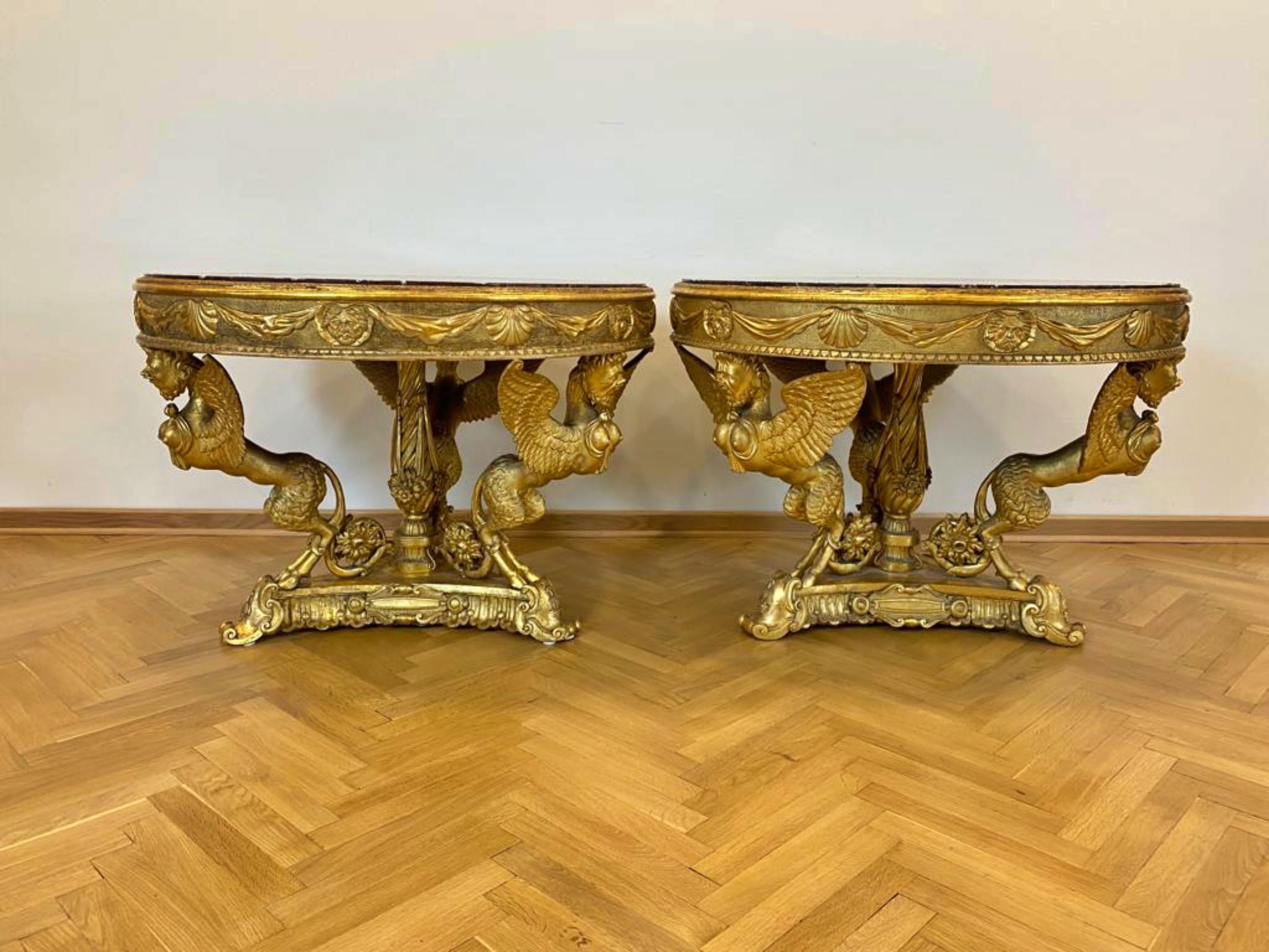 Impressionnante paire de tables Premier Empire Napoléon III Début du 19ème siècle en vente 3