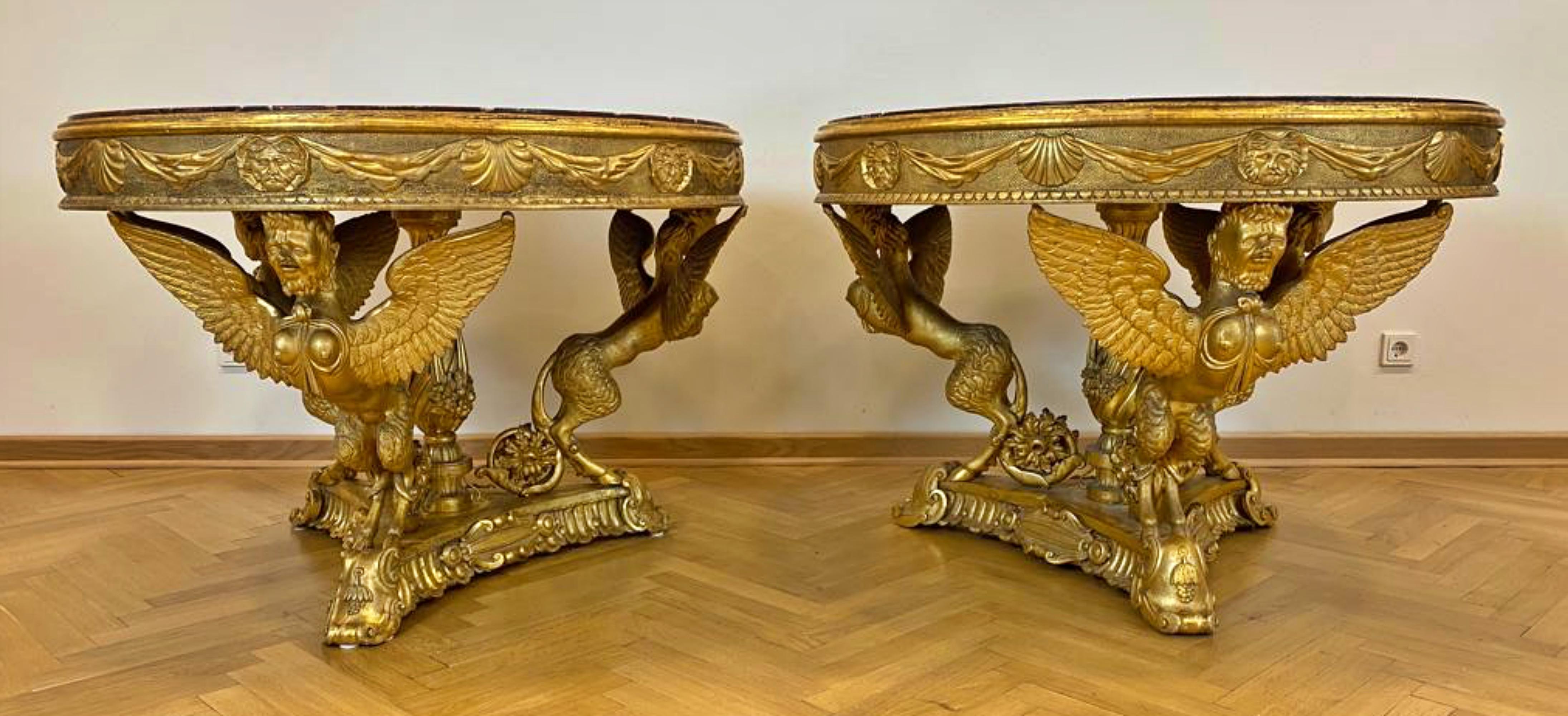 Impressive Pair of Tables First Empire Napoleon III Early 19th Century For Sale 5
