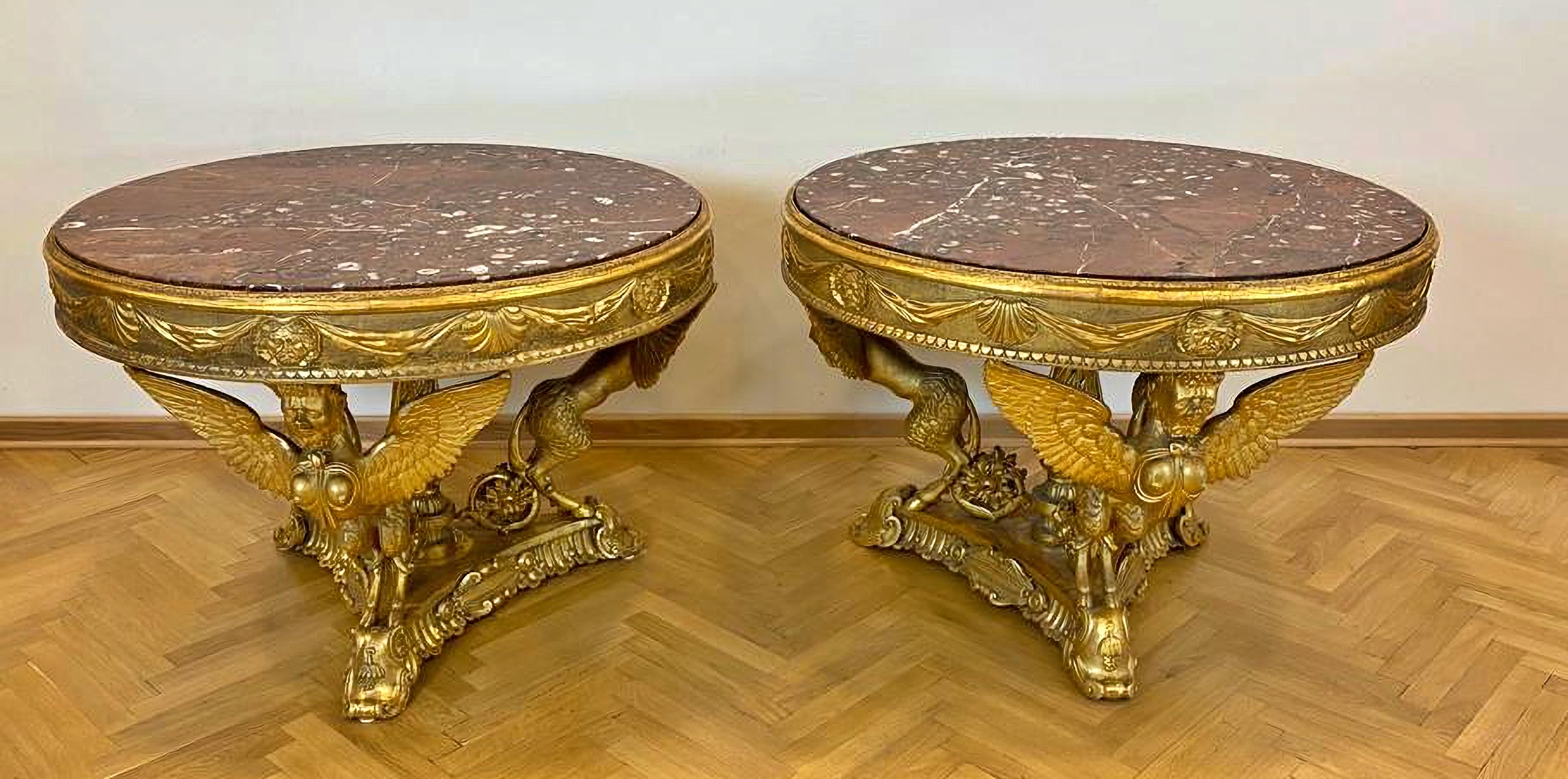 Impressionnante paire de tables Premier Empire Napoléon III Début du 19ème siècle en vente 5