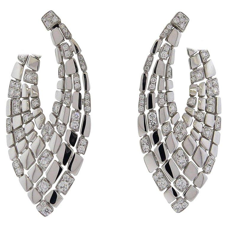 Women's or Men's Impressive Palmiero Diamond Gold Earrings