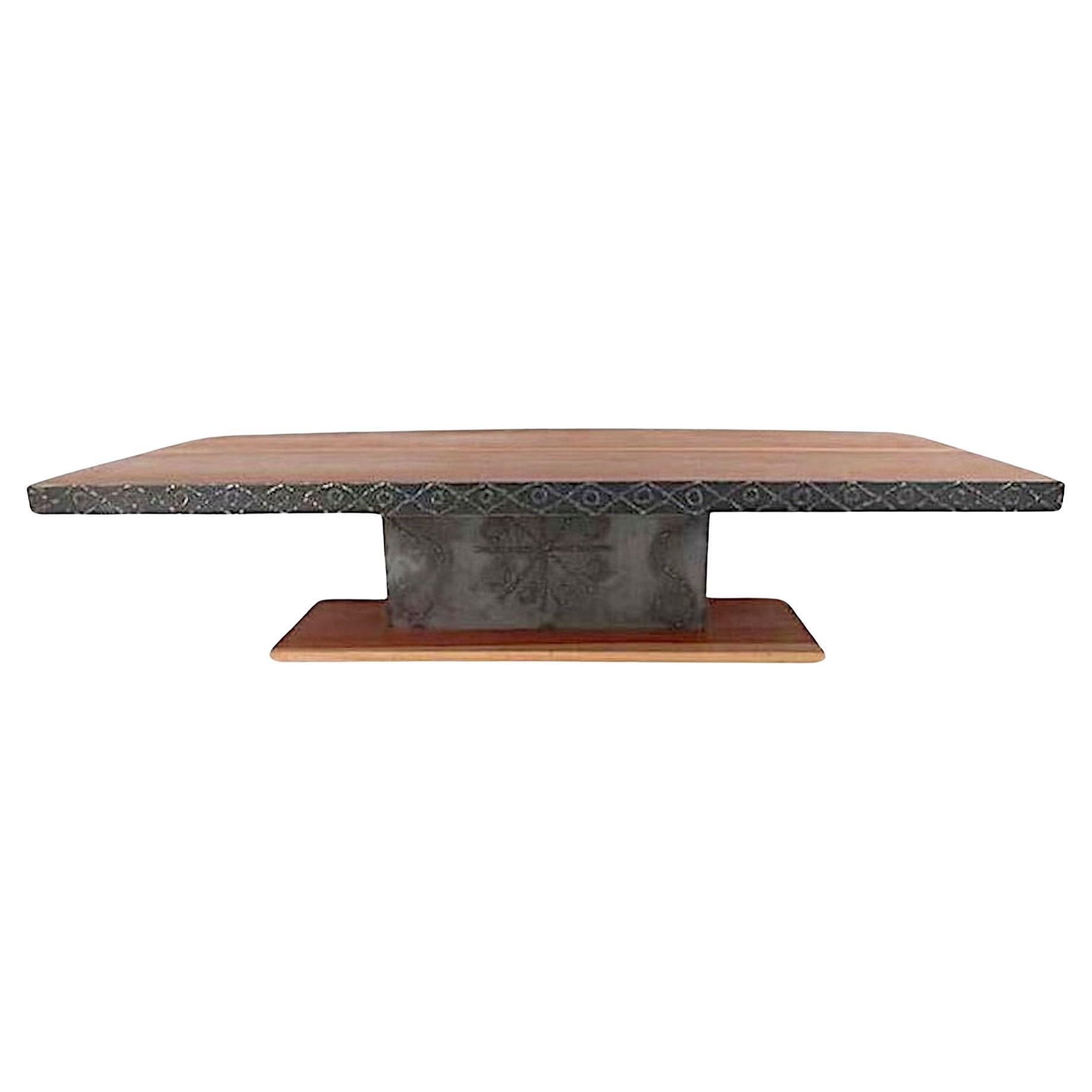 Artisinal Brutalist Coffee Table Signed by Garry Zayon For Sale
