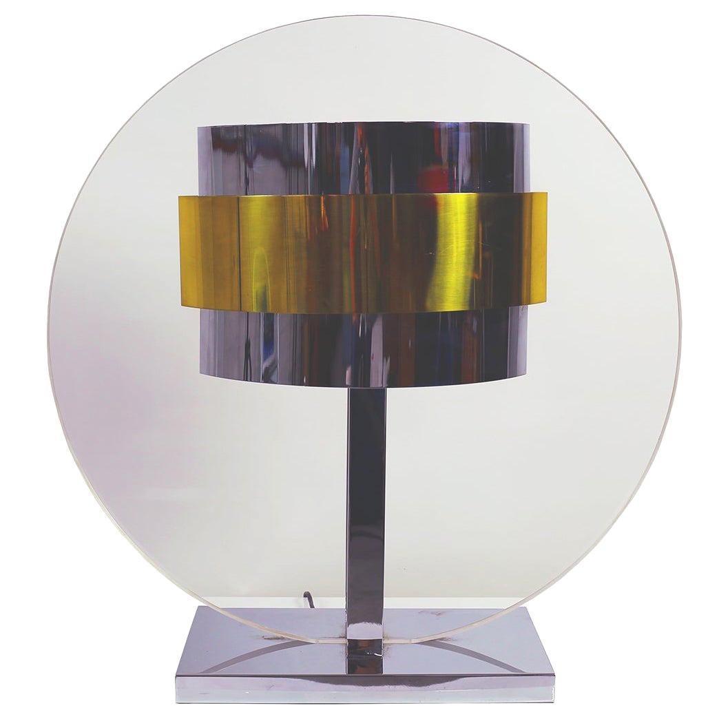 Impressive Pierre Cardin, 1970s Lucite, Brass, Chrome Lamp