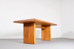 Impressive Pierre Chapo T14c Dining Table in Solid Elmwood, France, 1960s